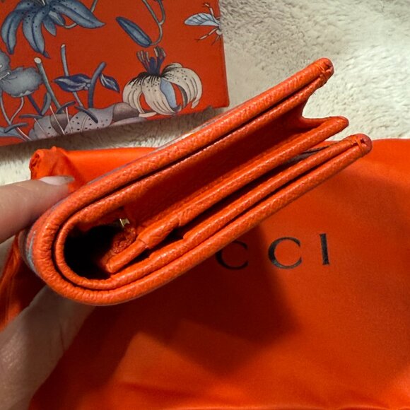 GUCCI LIMITED EDITION FLORA GG MARMONT BIFOLD WALLET ORANGE Excellent - Picture 15 of 17
